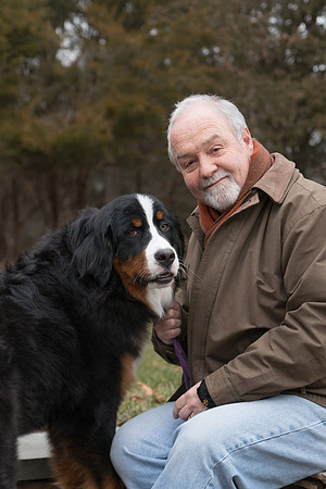 portrait man with dog